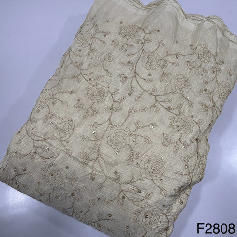 Dyeable Zari Sequins Tissue Fabric-F2808